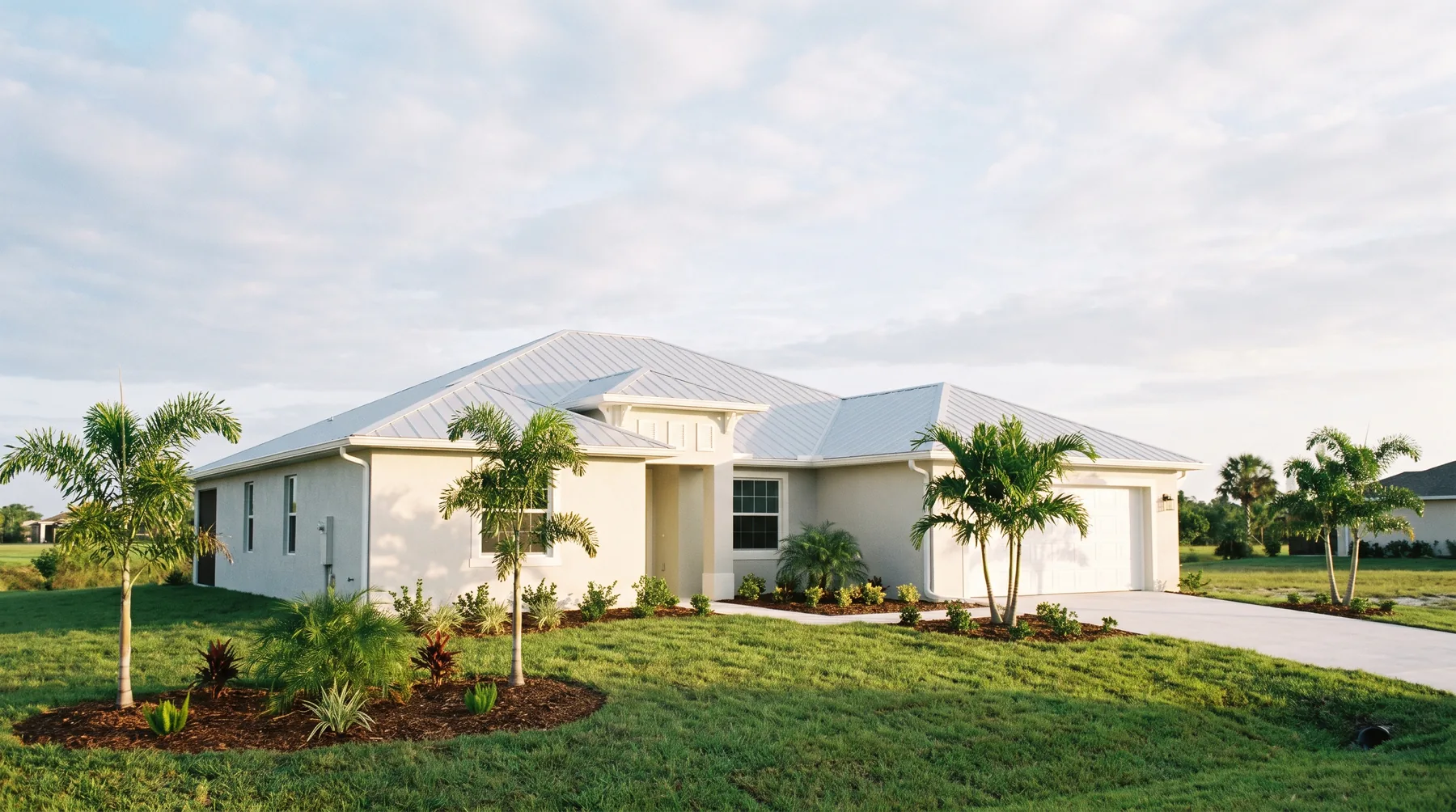 A newly completed Florida home with fresh sod