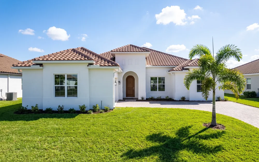 A newly completed Florida home with fresh sod